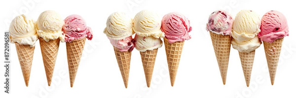 Fototapeta  Set of A display of assorted ice cream flavors in a parlor on transparent png background