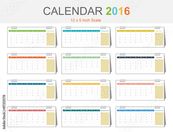 Fototapeta Calendar 2016 template (vector eps10)