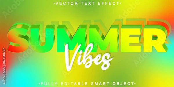 Obraz Colorful Summer Vibes Vector Fully Editable Smart Object Text Effect