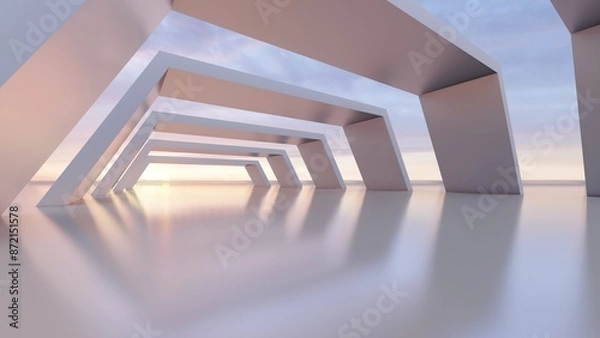 Obraz Architecture background geometric arched interior 3d render
