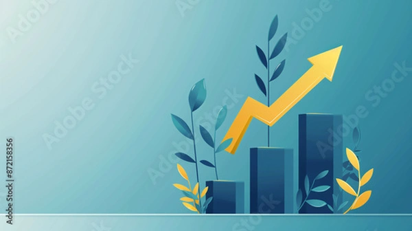 Fototapeta A business plan for future growth and success. An arrow pointing upward, representing progress and positive direction. Economic and financial growth, income increase, investment