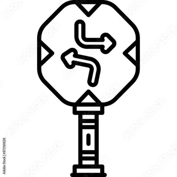 Obraz Center Lane Turn Only Sign Icon