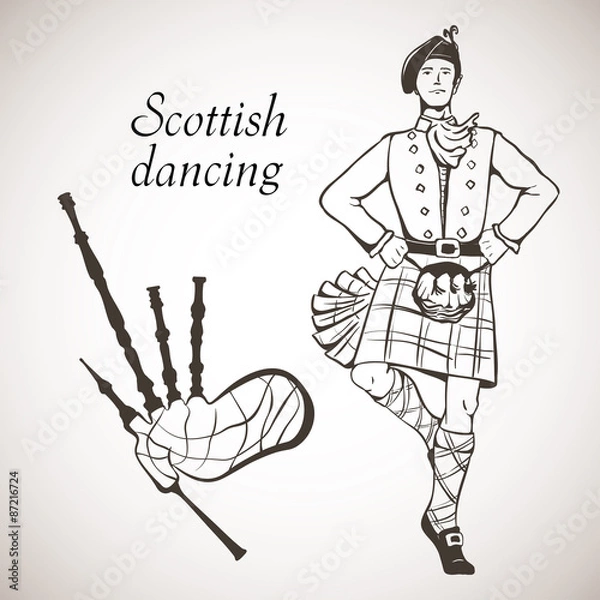 Obraz Scottish dancer and Bagpipes