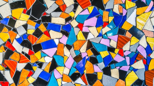 Fototapeta Abstract Colorful Rugged Triangle Tile Glass Background Texture