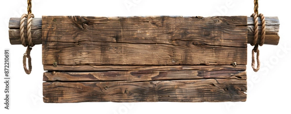 Fototapeta Old Wood Medieval Sign Isolated on a Transparent Background