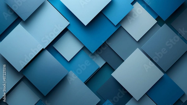 Fototapeta Overlapping Blue Squares with Shadow Effects