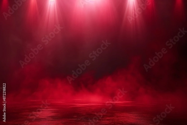 Fototapeta Red stage with dramatic lighting For Modern Design