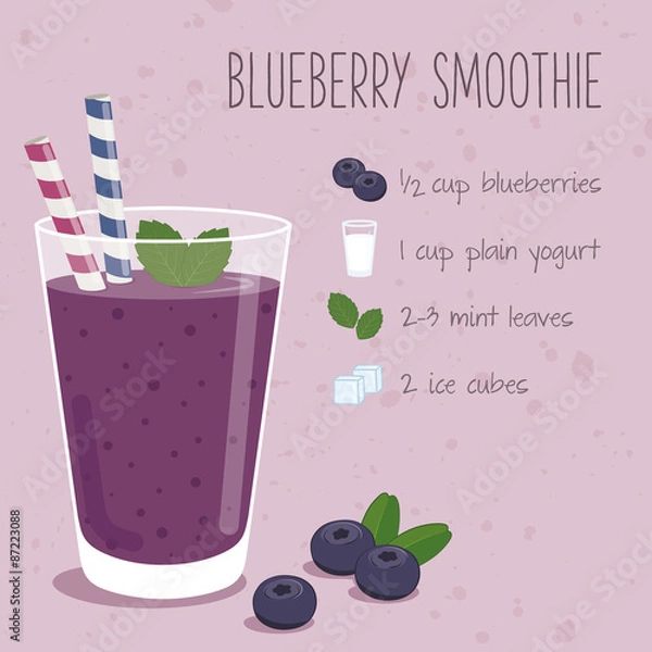 Obraz Przepis na smoothie z jagodami