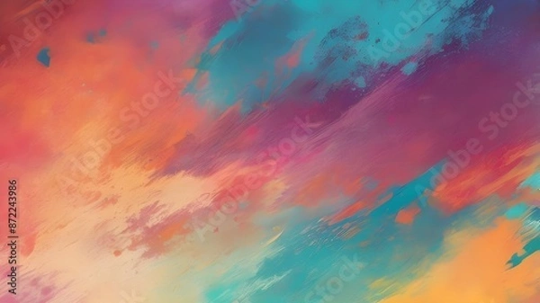 Fototapeta Rainbow colors, grainy noise grungy empty space or spray texture , oil on canvas,a rough abstract retro vibe background template color gradient shine bright light and glow