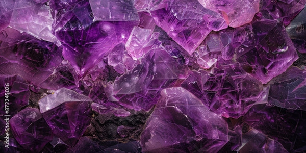 Fototapeta Texture Underground Deposit Of Purple Bright Crystals For Wallpaper Created Using Artificial Intelligence