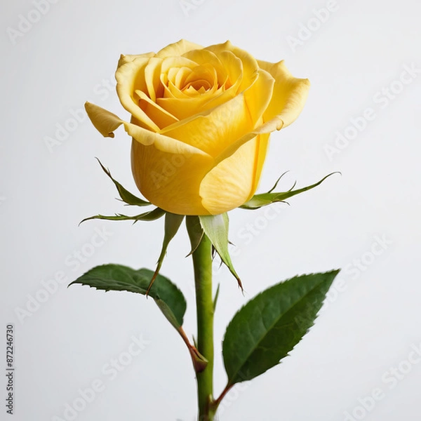 Fototapeta A solid background with a rose on a green stalk.