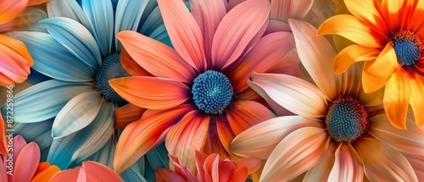 Obraz Ultra sharp image showcasing a dazzling display of colorful flowers, their vibrant petals