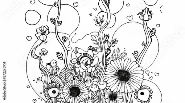 Fototapeta Adult colouring book page	
