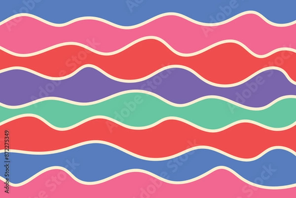 Fototapeta Hand drawn wave pattern. Abstract wavy line background. Vector illustration