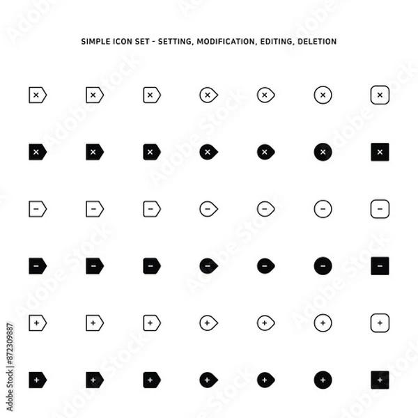 Fototapeta Icons for deleting, editing, or adding paragraph or part
