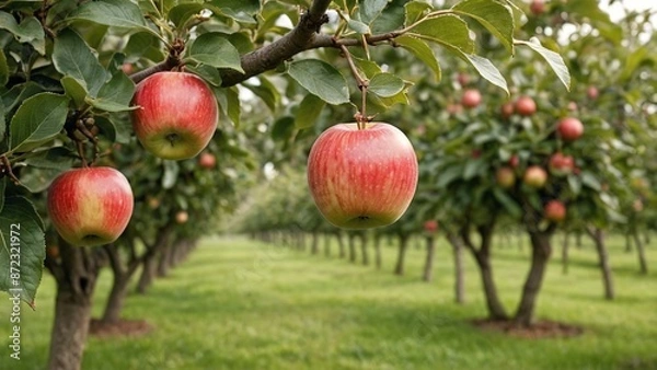 Obraz Harvest Bliss Lush Orchard with Ripe Red Apples