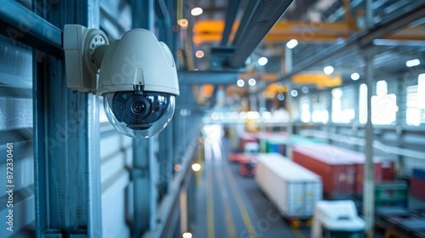 Obraz A security camera overlooking a loading dock in a logistics center
