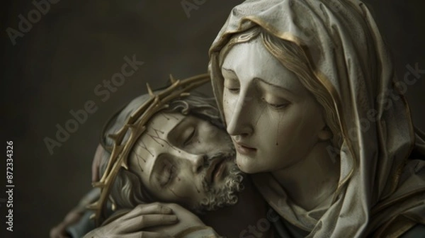 Obraz Statue of Mary holding Jesus after the crucifixion.