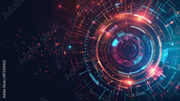 Fototapeta Technology evolution background. Digital technology shapes in abstract design. Vector illustration for cover, poster, banner. EPS10