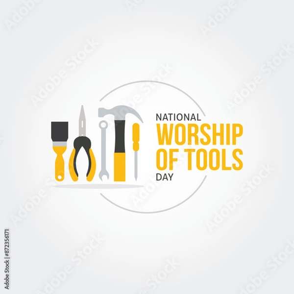 Fototapeta National Worship of Tools Day vector illustration. National Worship of Tools Day themes design concept with flat style vector illustration. Suitable for greeting card, poster and banner.