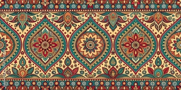 Obraz an ethnic pattern using geometric and paisley motifs