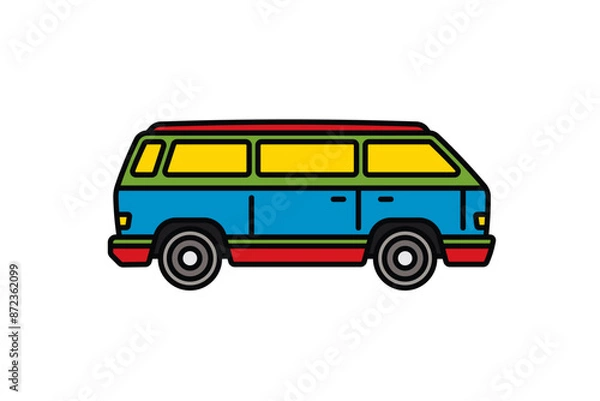 Obraz Original vector illustration. An old travel van. A contour icon.