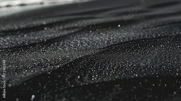 Fototapeta Serene Elegance: Minimalist Close-up of Fine Black Sand Backdrop