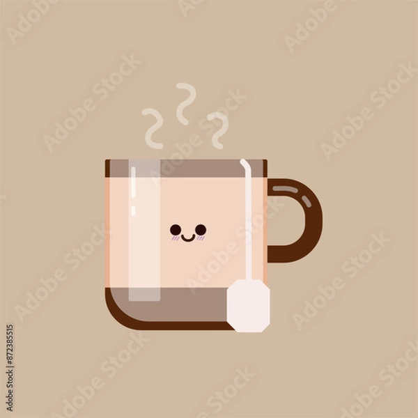 Fototapeta Cute tea mug with a smiley face illustration - EPS Vector