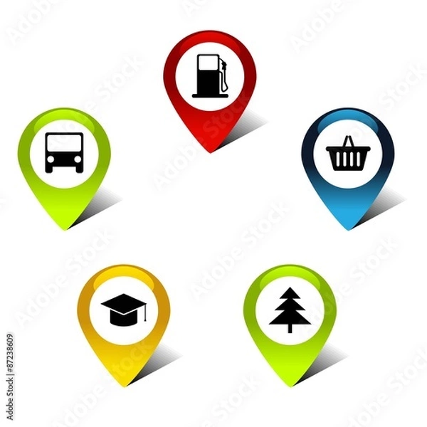 Obraz Set of round map pointers.