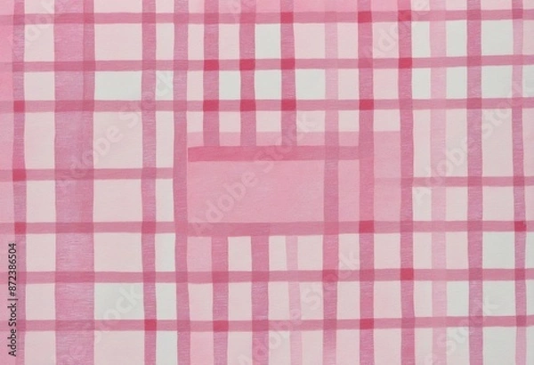 Fototapeta Watercolor Gingham Pattern in Pink: Abstract, Sweet, and Girly Background Design with Copy Space