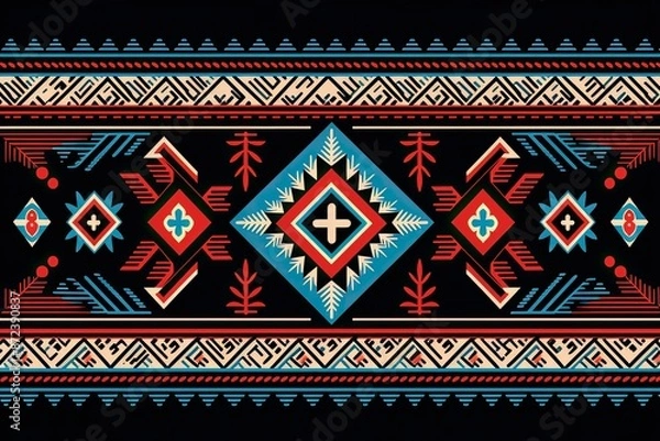 Obraz Aztec Vintage Embroidery artistry, vintage, embroidery, pattern, vector, seamless, design, ornament