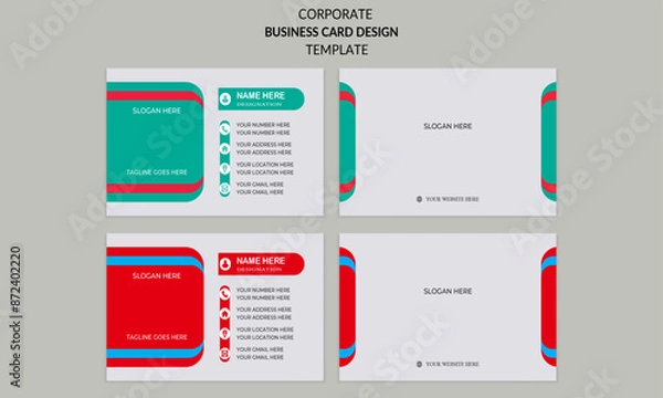 Fototapeta awesome creative modern minimal corporate business card, name card and visiting card design template with multiple color variation