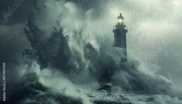 Fototapeta Lighthouse Amidst the Storm
