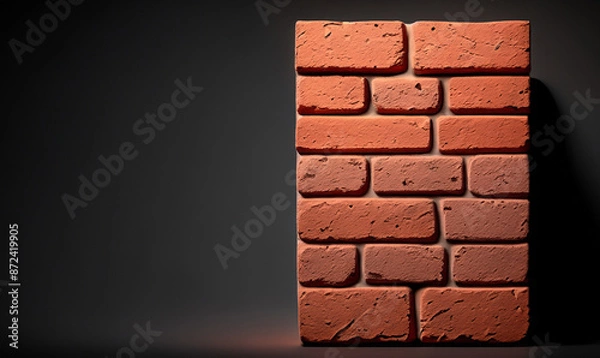 Obraz Red brick block on a black background