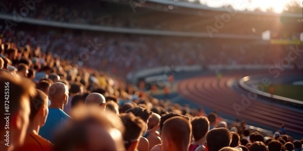 Obraz Back view of spectators at Paris Olympic sport international athletic games stadium