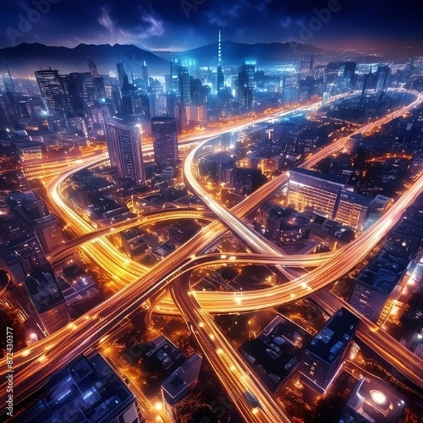 Obraz traffic at night