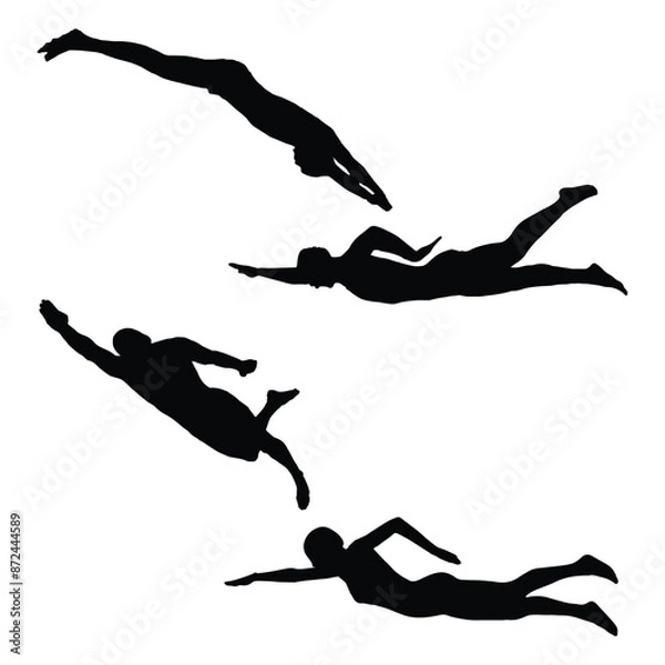 Obraz Swimming Art Vector Silhouette Set