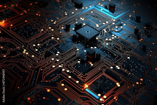 Fototapeta Tech - Infused Digital Landscape Description