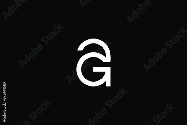 Fototapeta letter A G GA linked combined iconic abstract Universal elegant vector emblem Premium business logotype, letter AG GA logo