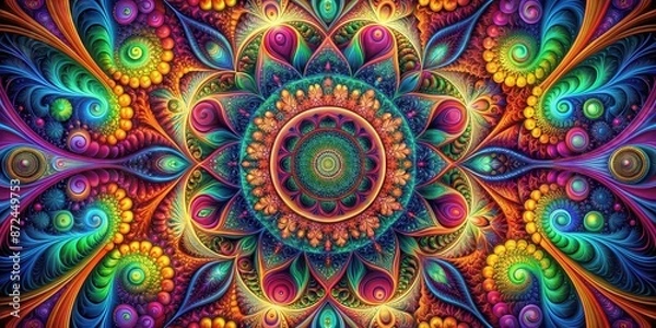 Fototapeta Vibrant and intricate abstract wallpaper featuring dynamic shapes and colors, abstract,wallpaper, background,vibrant, intricate