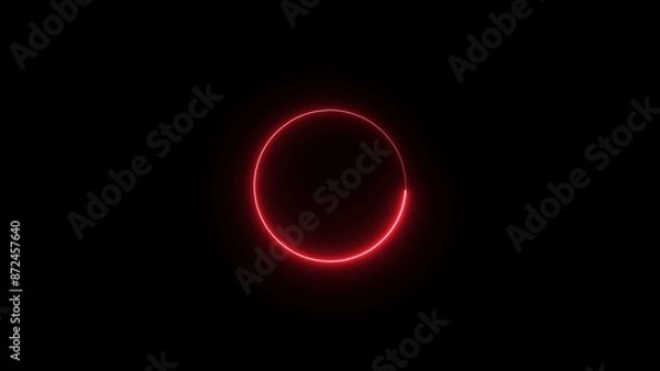 Fototapeta Abstract neon countdown timer clock icon illustration isolated on black background.