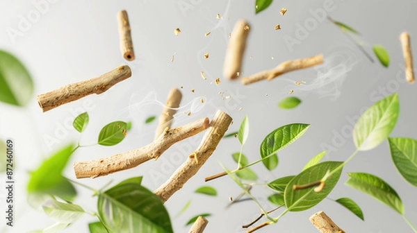 Fototapeta Organic Ashwagandha Extract, Beauty and Health Concept, Isolated on White