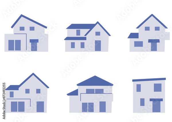 Obraz いろんな一軒家のイラストセット