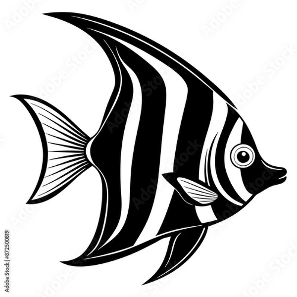 Obraz a cute Angelfish vector silhouette illustration