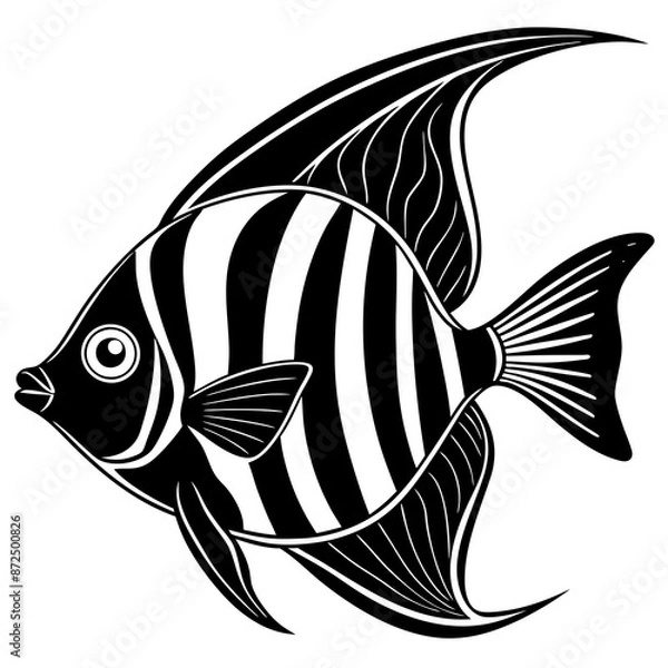 Obraz a cute Angelfish vector silhouette illustration