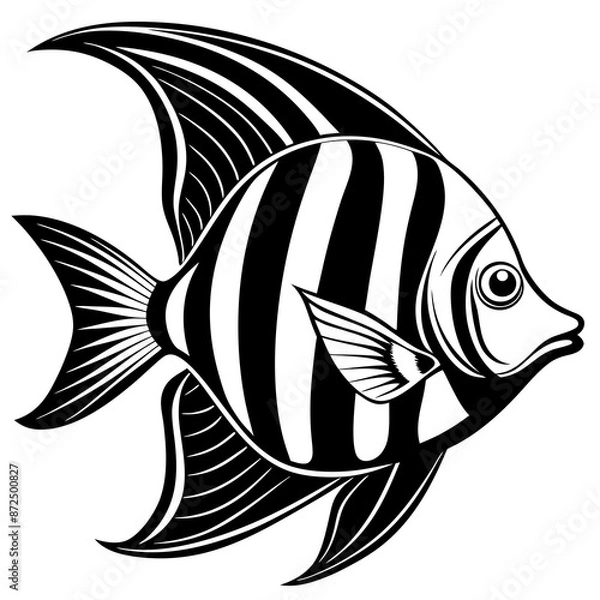 Obraz a cute Angelfish vector silhouette illustration