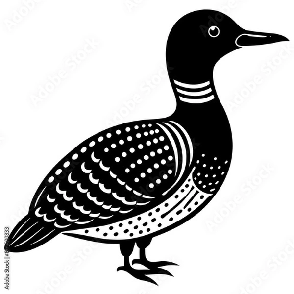 Obraz Arctic Loon bird stands icon vector silhouette