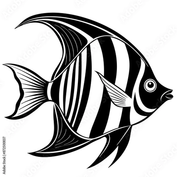 Obraz a cute Angelfish vector silhouette illustration