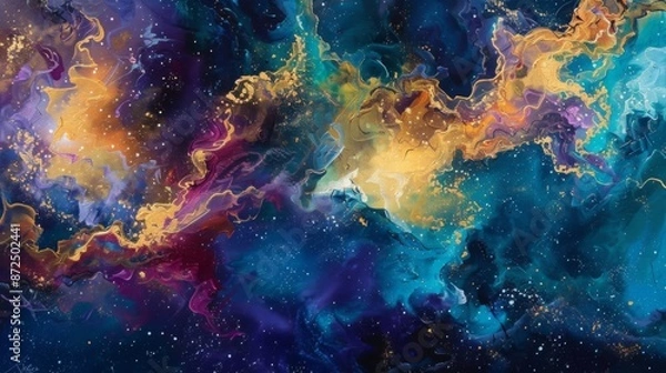 Obraz Aerial view of a vibrant space nebula
