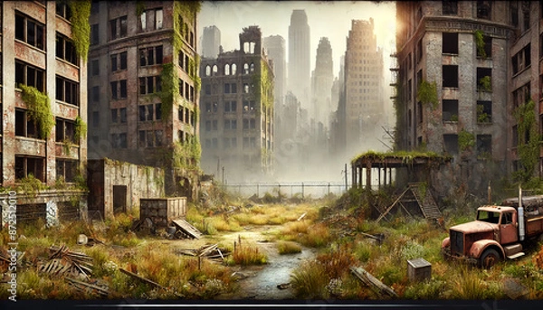 Obraz Post-apocalyptic cityscape for RPG game